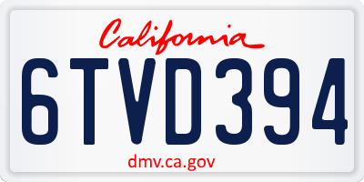 CA license plate 6TVD394