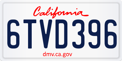 CA license plate 6TVD396