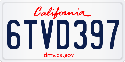 CA license plate 6TVD397