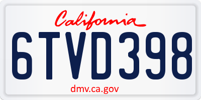 CA license plate 6TVD398