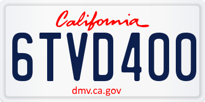 CA license plate 6TVD400