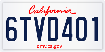 CA license plate 6TVD401