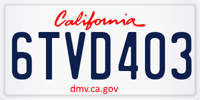 CA license plate 6TVD403