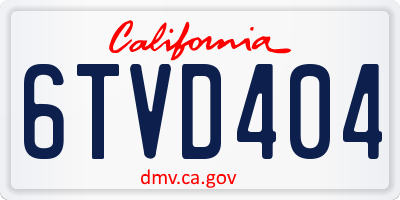 CA license plate 6TVD404