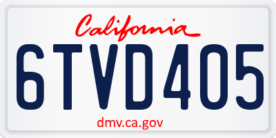 CA license plate 6TVD405