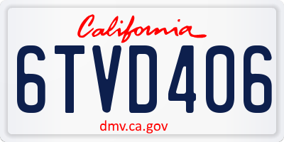 CA license plate 6TVD406