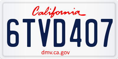 CA license plate 6TVD407