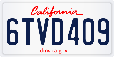 CA license plate 6TVD409