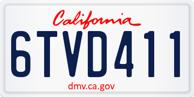 CA license plate 6TVD411