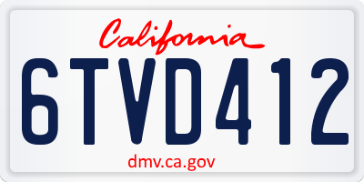 CA license plate 6TVD412