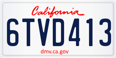 CA license plate 6TVD413