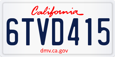 CA license plate 6TVD415