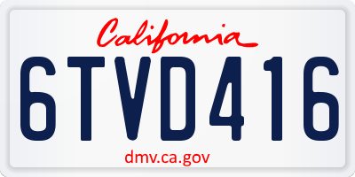 CA license plate 6TVD416