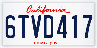 CA license plate 6TVD417