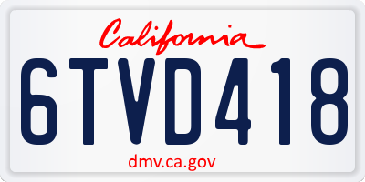 CA license plate 6TVD418