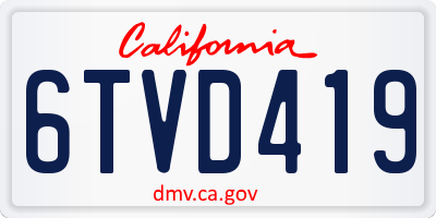 CA license plate 6TVD419