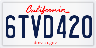 CA license plate 6TVD420