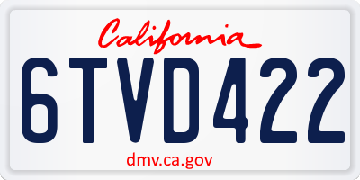 CA license plate 6TVD422