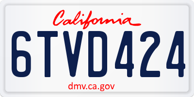 CA license plate 6TVD424