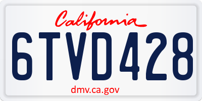 CA license plate 6TVD428