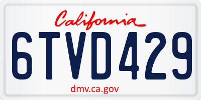 CA license plate 6TVD429