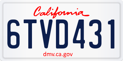 CA license plate 6TVD431