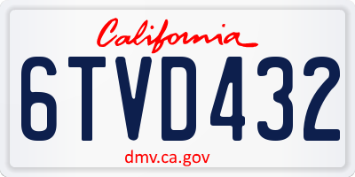 CA license plate 6TVD432