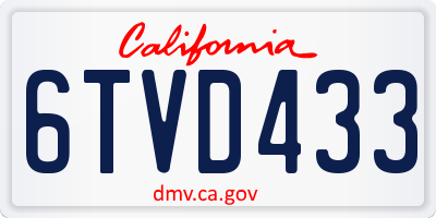 CA license plate 6TVD433