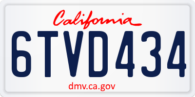 CA license plate 6TVD434