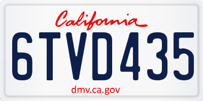 CA license plate 6TVD435