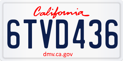 CA license plate 6TVD436