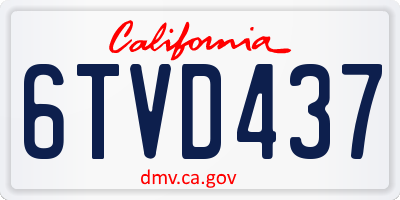 CA license plate 6TVD437