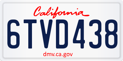 CA license plate 6TVD438