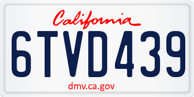 CA license plate 6TVD439