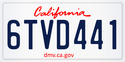 CA license plate 6TVD441