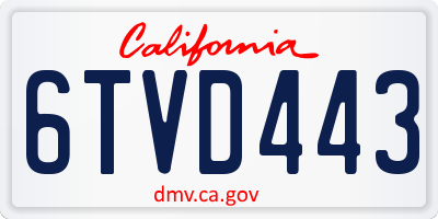 CA license plate 6TVD443