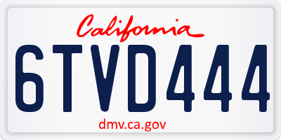 CA license plate 6TVD444