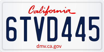 CA license plate 6TVD445