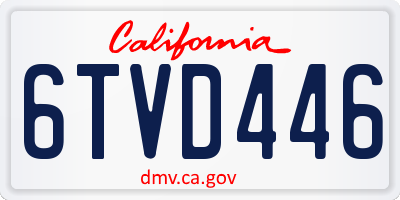 CA license plate 6TVD446