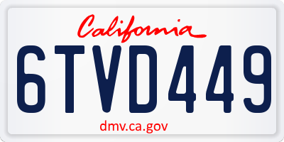 CA license plate 6TVD449