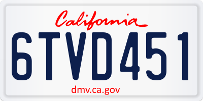 CA license plate 6TVD451