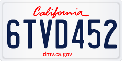 CA license plate 6TVD452