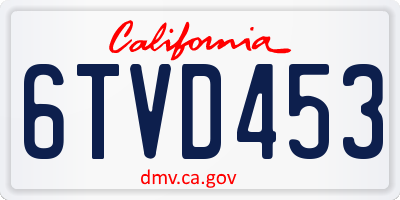 CA license plate 6TVD453