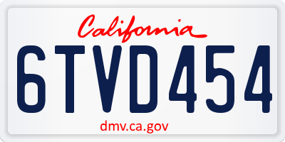 CA license plate 6TVD454