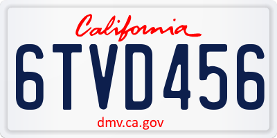 CA license plate 6TVD456