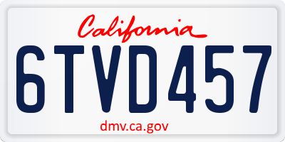 CA license plate 6TVD457