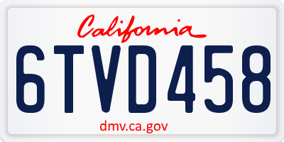 CA license plate 6TVD458