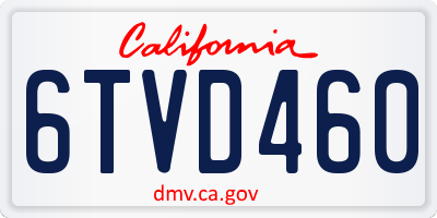 CA license plate 6TVD460