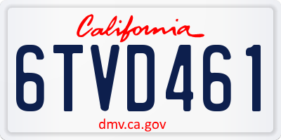 CA license plate 6TVD461