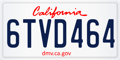 CA license plate 6TVD464